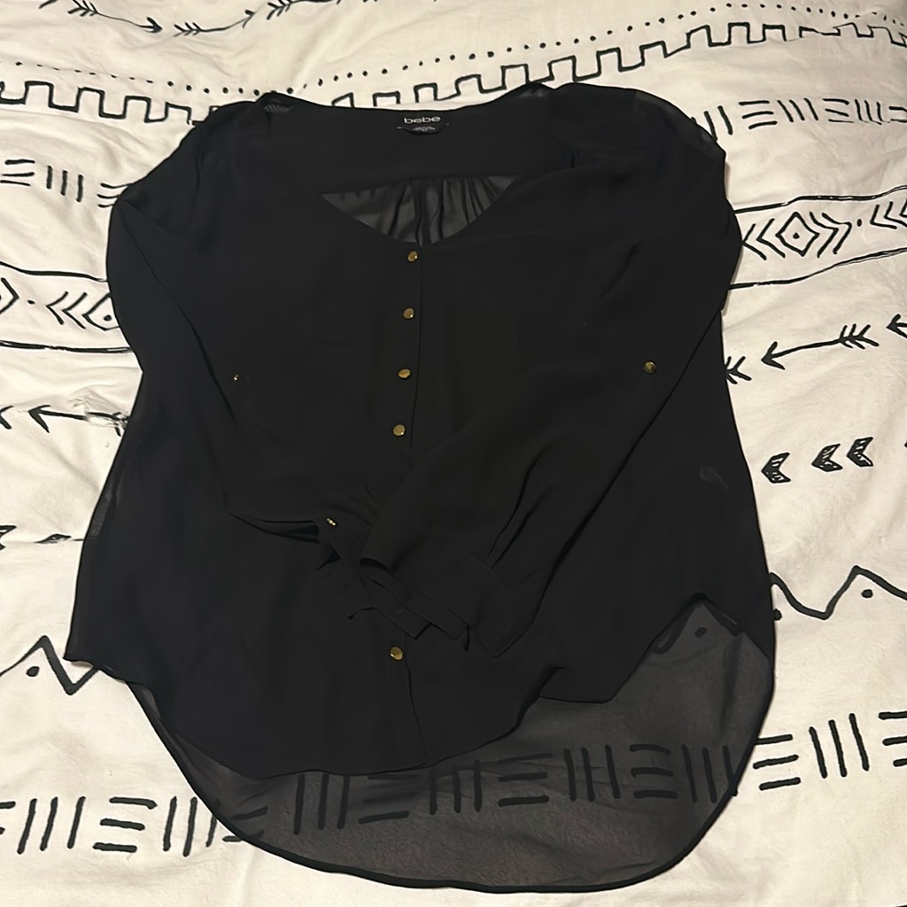 Bebe Button Down Black Top
